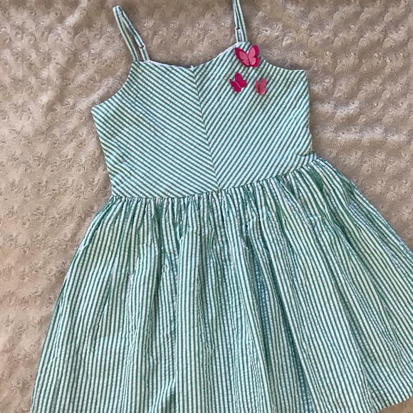 Gymboree Other - Gymboree Green White Stripes Seersucker Dress 8